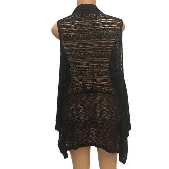 John Paul Richard Women's Black Vest Knit Cover Open Front Uneven Hem Size M - Picture 3 of 10
